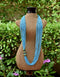 Blue Pottery Three Bead Side Necklace In Turquoise